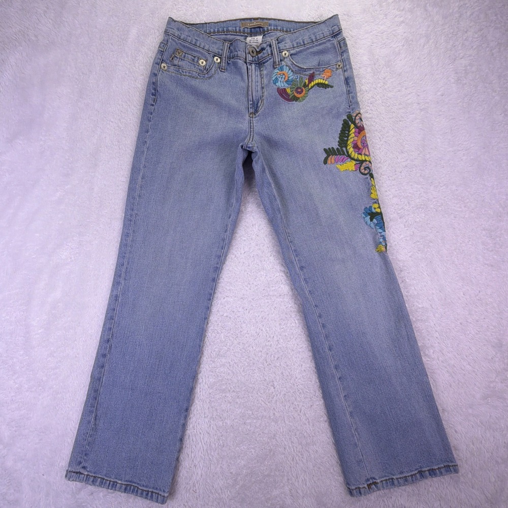 VTG 90s Embroidered Floral Jeans Womens 8 (29x26) Light Wash Z. Cavaricci